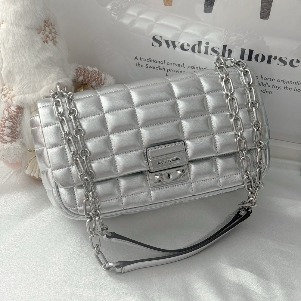MICHAEL MICHAEL KORS Tribeca Large Metallic Quilted Leather Shoulder Bag
